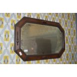 1930's Oak Framed Bevelled Edge Wall Mirror