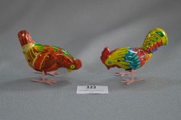 Two Tin Plate Clockwork Chickens