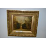 Gilt Framed Oil Painting on Board - Country Church