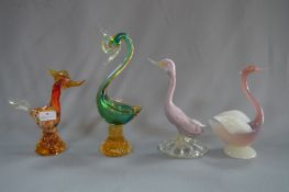 Four Murano Glass Bird Figures