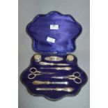 Cased Hallmarked Silver Travelling Vanity Set - Chester 1910