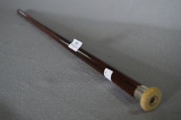 Silver & Ivory Topped Walking Cane with Inlet Compass - London 1924