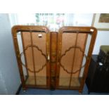 Chinese Walnut Veneered Paneled China Cabinet