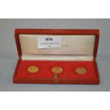 Cased Set of Three Half Sovereigns - 1912, 1914 and 1982 Approx 12g Total