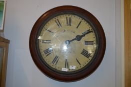 Circular Mahogany Framed Sheffield School Clock by J Davison