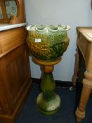 Majolica Style Jardiniere on Stand