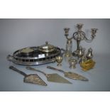 Silver Plated Ware; Gallery Tray, Candle Stand