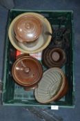 Brown Stoneware Pottery Including Pie Mould, Cooking Pots, etc.