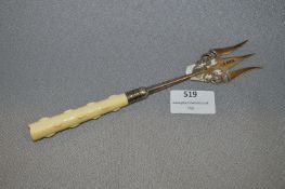 Ivory Handled Hallmarked Silver Serving Fork - Sheffield 1933