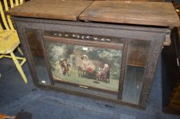Carved Oak Framed Over Mantel Print with Mirrored Panels - A Visit to Grandpa