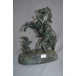 Spelter Figurine - Man with Rearing Horse