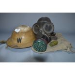 WWII Wardens Helmet and Gas Mask