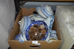 Box of Victorian Blue & White Dinnerware