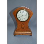 Oak Cased Shell Inlaid Mantel Clock