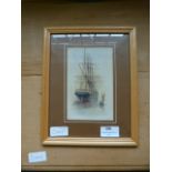 Small Framed Watercolour - Sailing Ship signed L.T.A 1886