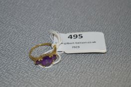 Ladies 9cT Gold Dress Ring set with Purple Stones