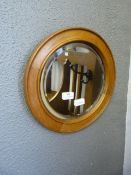 Circular Oak Framed Bevelled Edge Wall Mirror