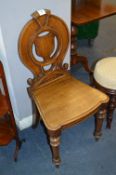 Oak Hall Chair with Shield Back Panel