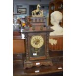 Walnut Cased Mantel Clock with Brass Decoration