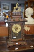 Walnut Cased Mantel Clock with Brass Decoration