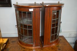Pair of Victorian Mahogany Wall Mounted Corner Cabinets with Lead Glazed Doors