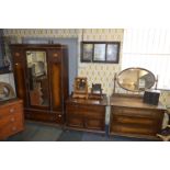 Oak Three Piece Bedroom Suite; Wardrobe, Dressing Table and Chest