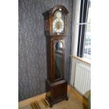 Oak Cased Grandmother Clock with Decorative Brass Face