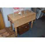 Pine Drop Leaf Kitchen Table with Single Drawer