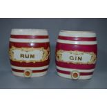 Pair of Victorian Purple & Gilt Pottery Rum and Gin Barrels