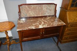 Edwardian Mahogany Inlaid Marble Topped Wash Stand