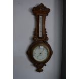 Carved Oak Framed Wall Barometer by Dupple & Son of Norwich