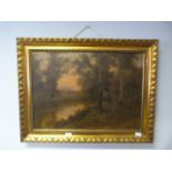 Italian Oil Painting on Canvas - Woodland River Scene