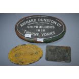 Three Ship Builders Name Plaques