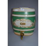 Victorian Green & Gilt Pottery Gin Barrel