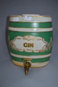 Victorian Green & Gilt Pottery Gin Barrel