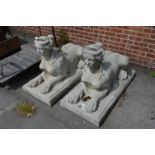 Pair of Large Britannia Lion Garden Ornaments