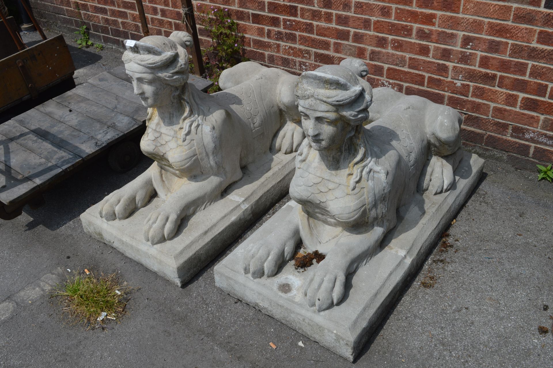 Pair of Large Britannia Lion Garden Ornaments