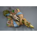 Italian Majolica Style Wall Pocket with Cherub Des