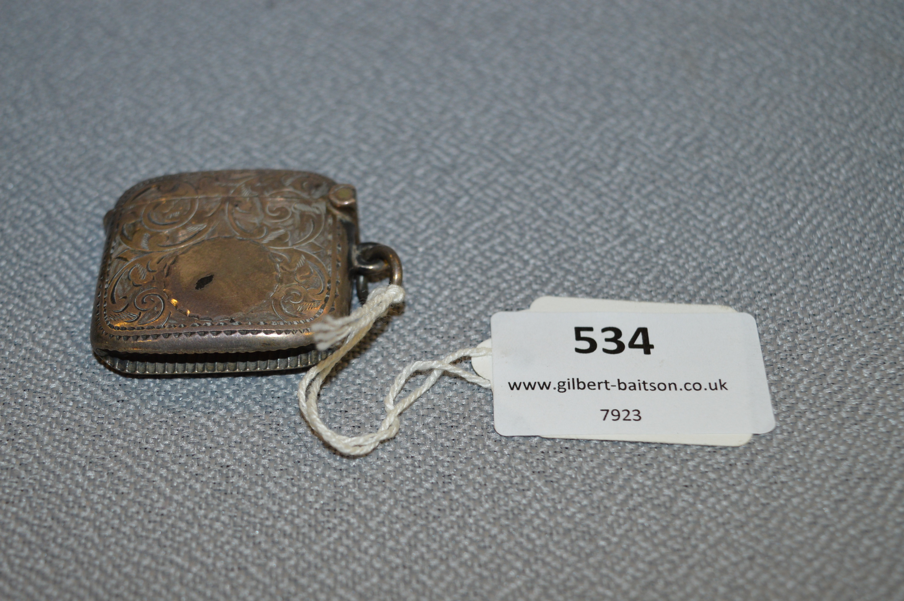 Engraved Hallmarked Silver Vesta - Birmingham 1911 Approx 19.6g