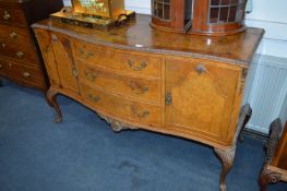 Walnut & Maple Inlaid Serpentine Fronted Sideboard on Carved Cabriole Legs