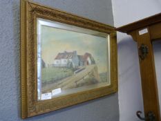 Gilt Framed Oil Painting - Coastal Scene