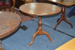 Circular Oak Topped Pedestal Tip Table