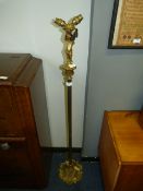 Brass Corinthian Column Twin Light Standard Lamp with Cherub Finial