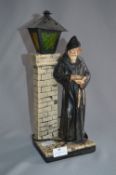 Pottery Table Lamp - Monk Reading Bible