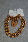 9cT Gold Chain Bracelet with Padlock Charm - Approx 16.6g