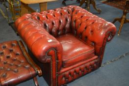 Red Leather Chesterfield Armchair