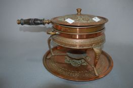 Embossed Copper Spirit Burner Pan with Stand and Tray