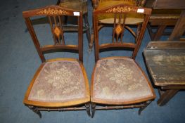Pair of Edwardian Mahogany Inlaid Low Chairs