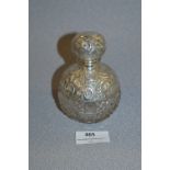 Embossed Hallmarked Silver & Glass Scent Bottle - Birmingham 1909