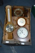 Two Mantel Clocks and Two Barometers